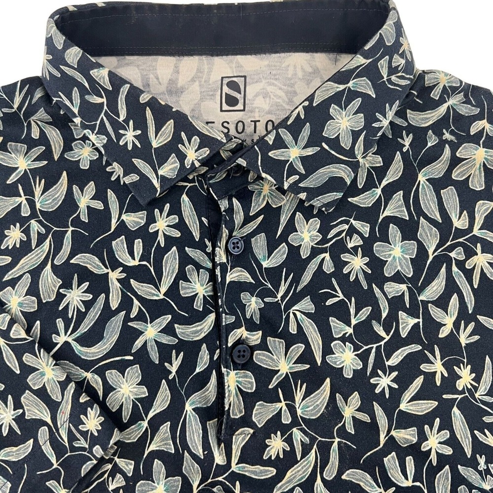 Desoto Mens Floral Short Sleeve Polo Shirt 100% Cotton Made In Europe XL